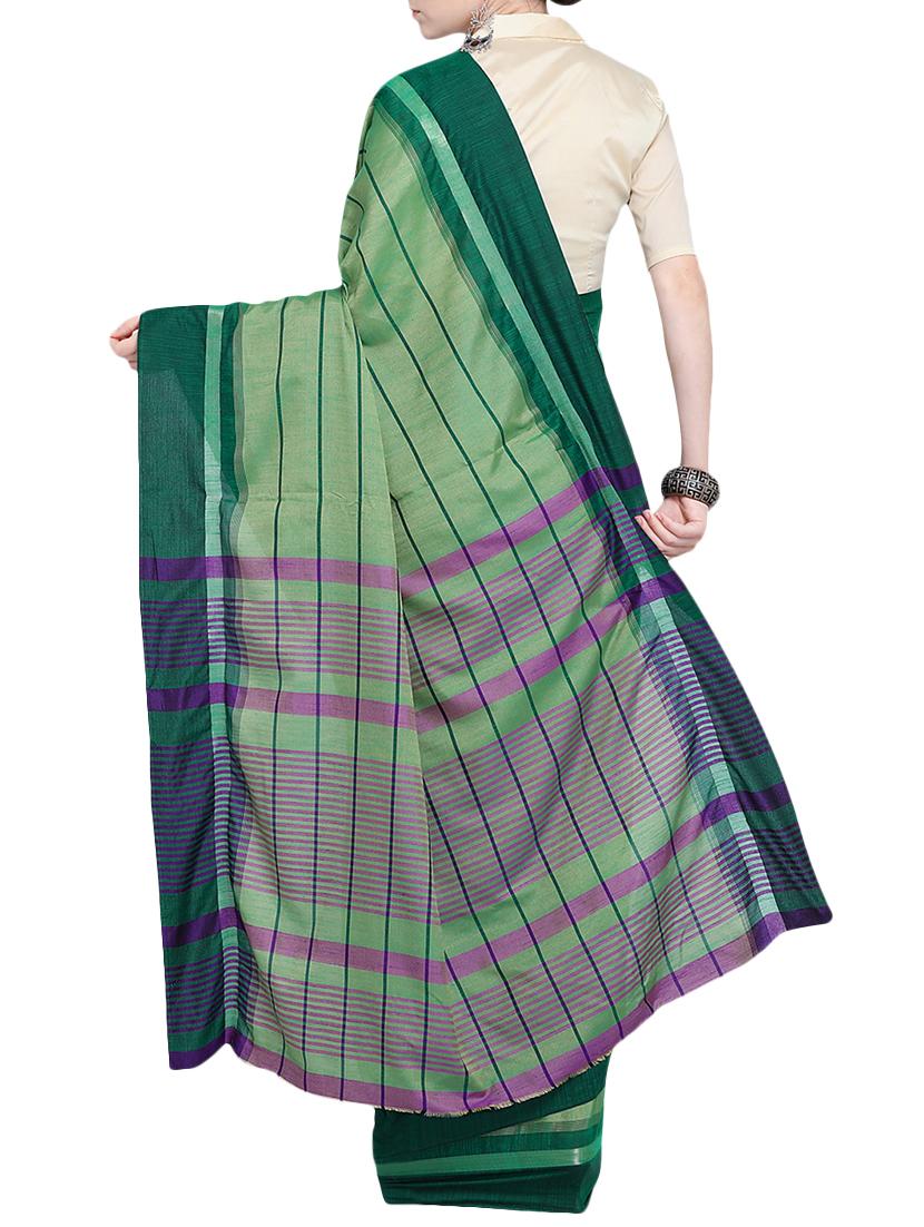 striped woven saree with blouse - 15724741 - Zoom Image - 2