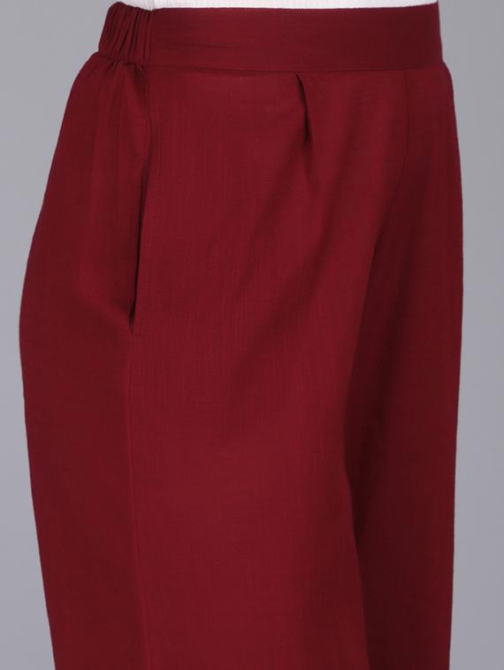 burgundy lace detail flared palazzo - 15725241 - Zoom Image - 5