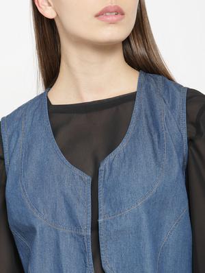 asymmetric hem denim shrug - 15725286 - Standard Image - 5