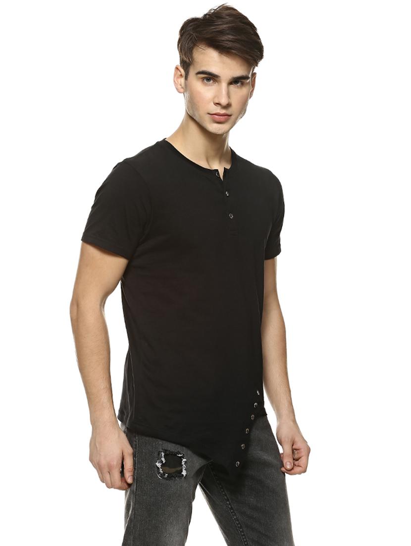 black cotton asymmetric t-shirt - 15725927 - Zoom Image - 2