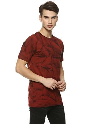 maroon cotton all over print t-shirt - 15725949 - Standard Image - 2