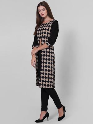 checkered high slit kurta - 15726012 - Standard Image - 2