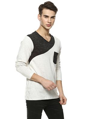 white cotton color block t-shirt - 15726029 - Standard Image - 2