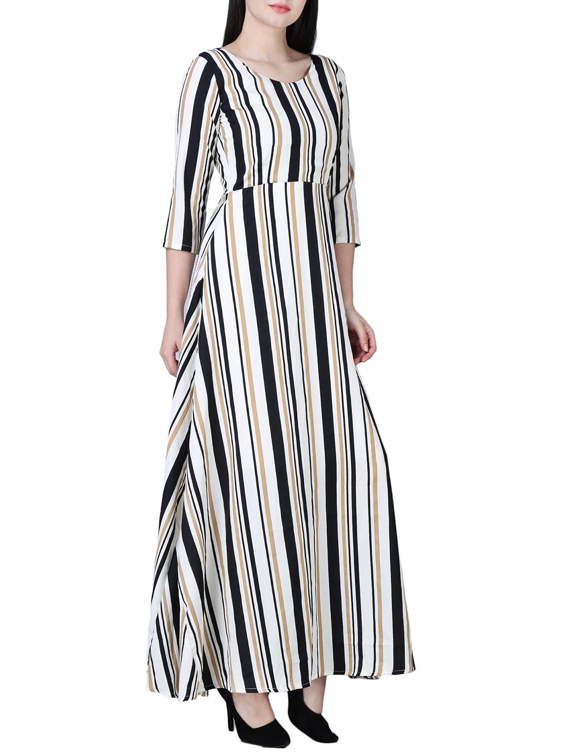round neck striped maxi dress - 15726105 - Zoom Image - 2