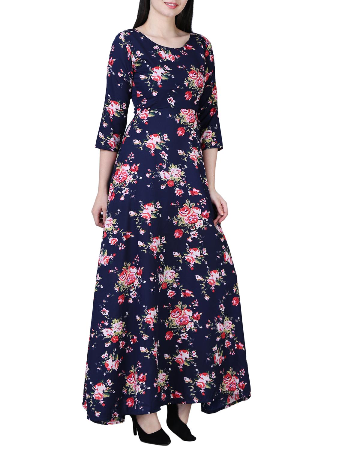 round neck floral maxi dress - 15726110 - Zoom Image - 2