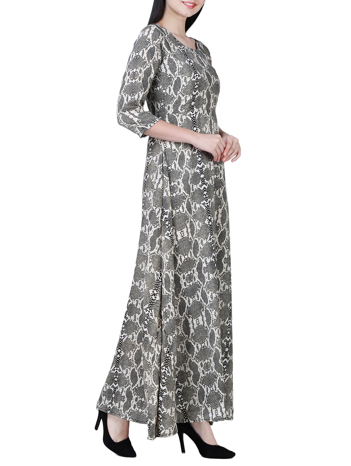 round neck flared maxi dress - 15726112 - Zoom Image - 2