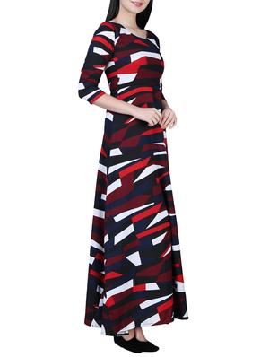 abstract print flared maxi dress - 15726118 - Standard Image - 2