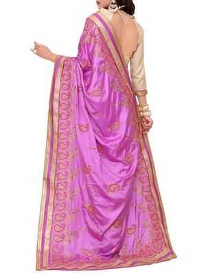 paisley embroidered saree with blouse - 15726243 - Standard Image - 2
