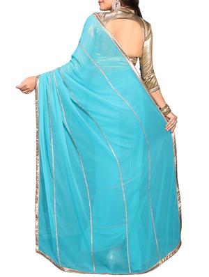 embellished lace border saree with blouse - 15726251 - Standard Image - 2