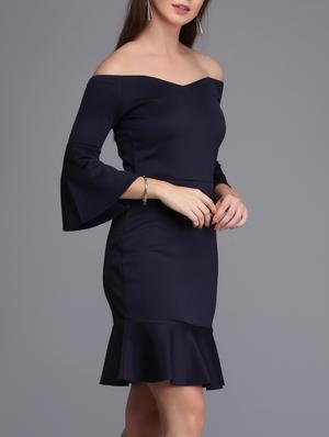 bell sleeved off shoulder dress - 15726260 - Standard Image - 2