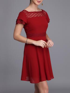 mesh paneled a-line dress - 15726261 - Standard Image - 2