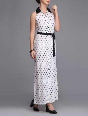 tie up waist polka dots maxi dress - 15726271 - Standard Image - 2