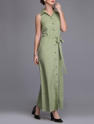 button up checkered maxi dress - 15726272 - Standard Image - 2