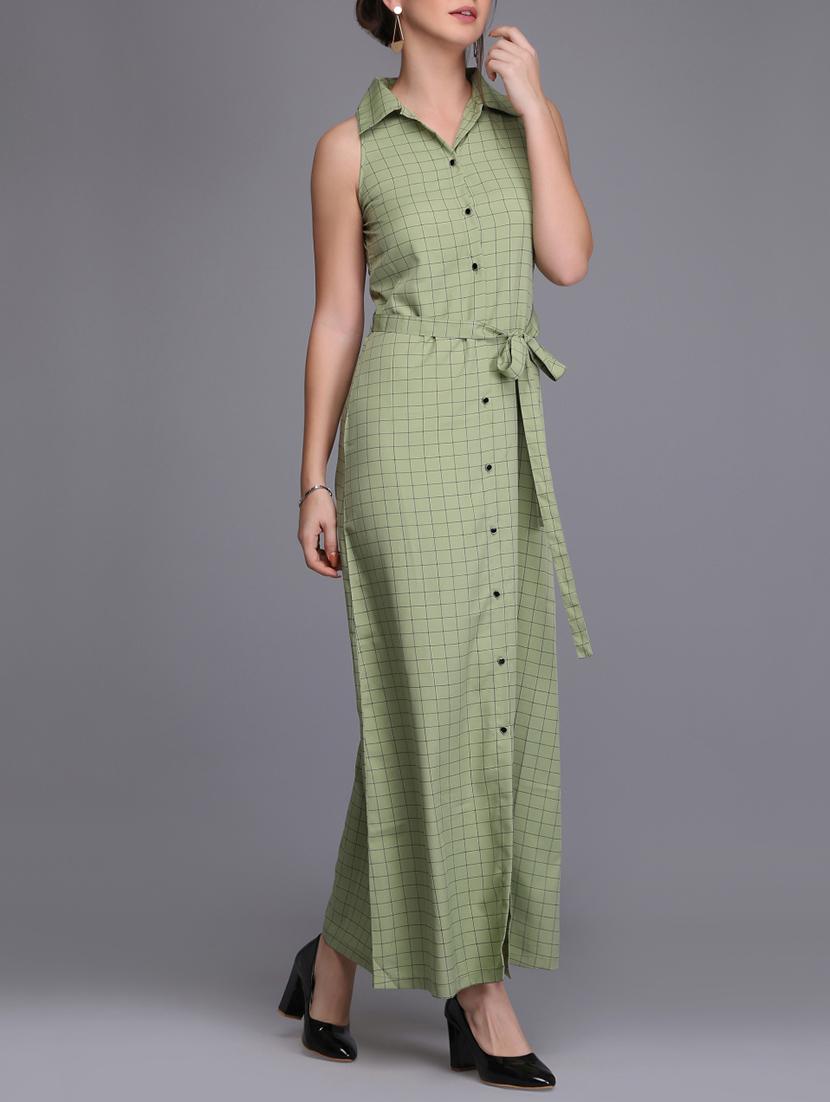 button up checkered maxi dress - 15726272 - Zoom Image - 2