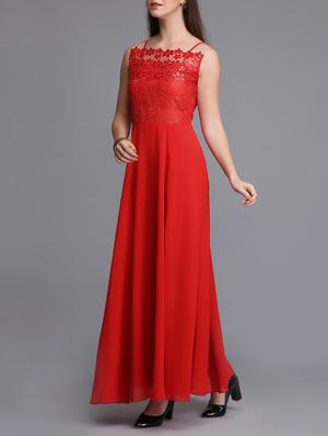 lace paneled sequined maxi dress - 15726274 - Standard Image - 2