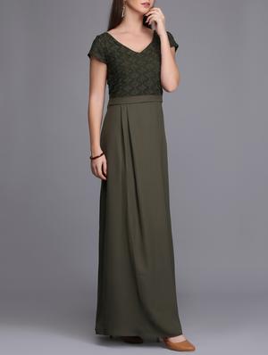 pleat detail embroidered maxi dress - 15726275 - Standard Image - 2