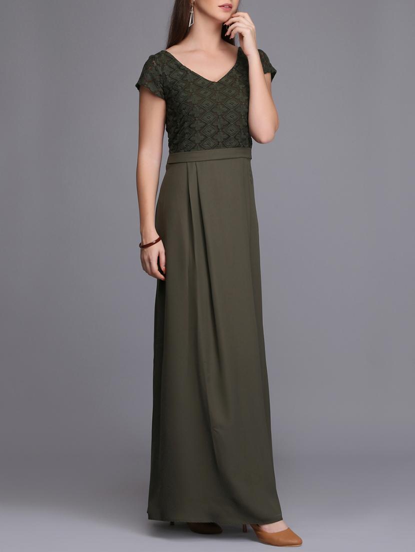 pleat detail embroidered maxi dress - 15726275 - Zoom Image - 2