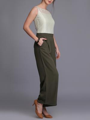 boat neck self design jumpsuit - 15726282 - Standard Image - 2