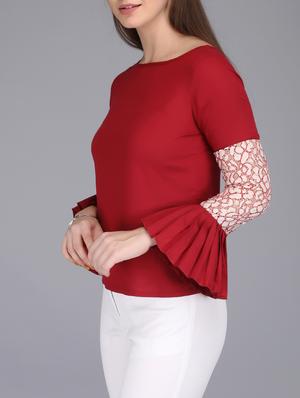 lace insert bell sleeved top - 15726284 - Standard Image - 2