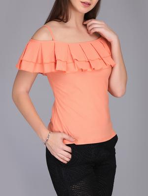 cold shoulder pleated top - 15726294 - Standard Image - 2