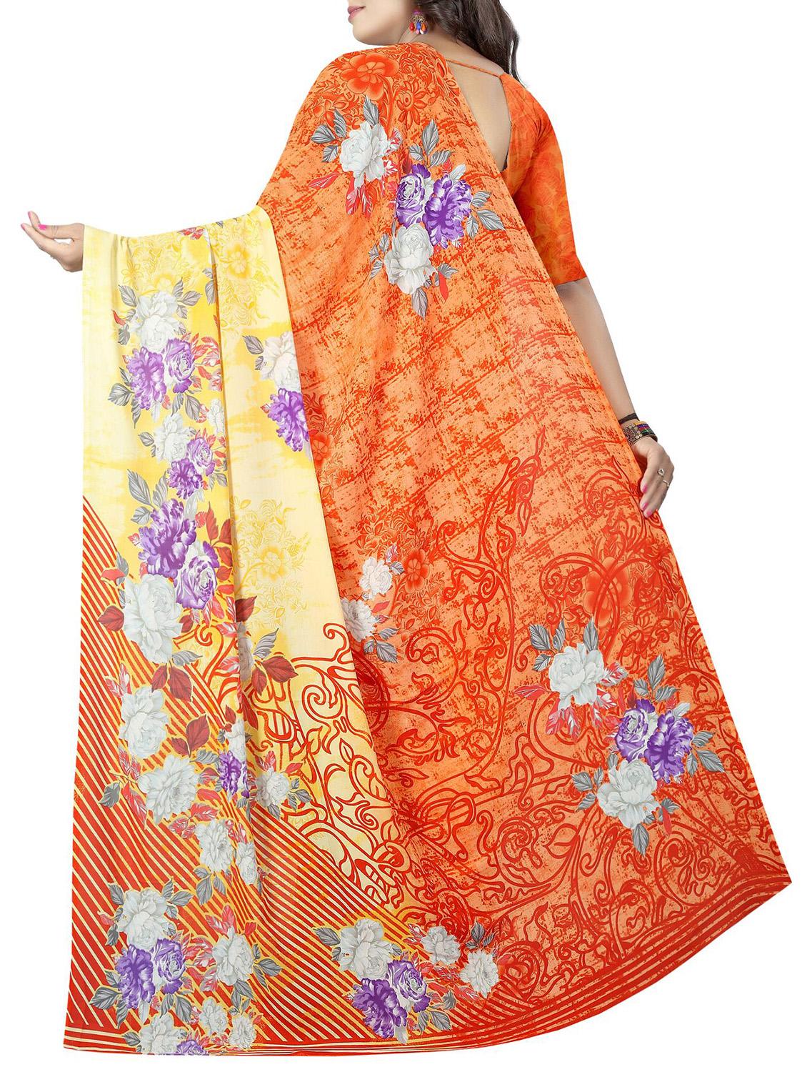 floral printed saree with blouse - 15726299 - Zoom Image - 2