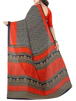 floral printed saree with blouse - 15726303 - Standard Image - 2