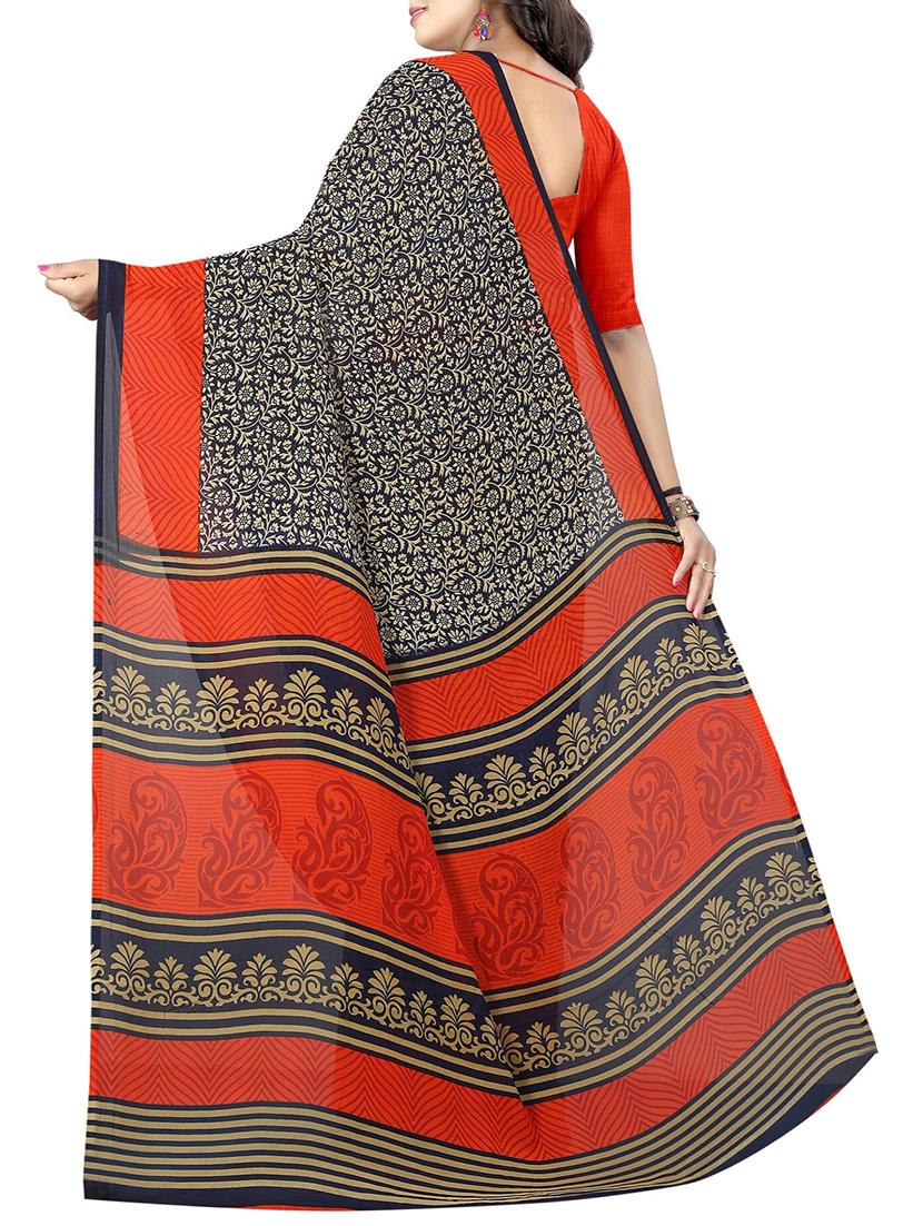 floral printed saree with blouse - 15726303 - Zoom Image - 2