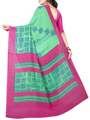 checkered printed saree with blouse - 15726305 - Standard Image - 2
