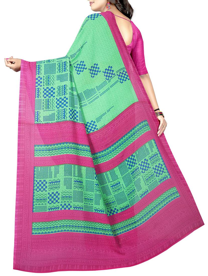 checkered printed saree with blouse - 15726305 - Zoom Image - 2