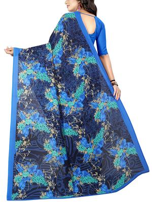 floral printed saree with blouse - 15726306 - Standard Image - 2