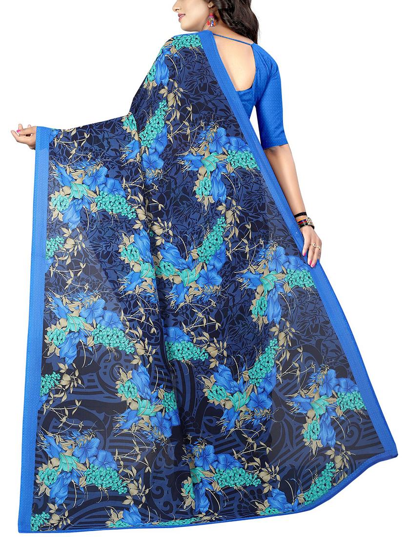 floral printed saree with blouse - 15726306 - Zoom Image - 2