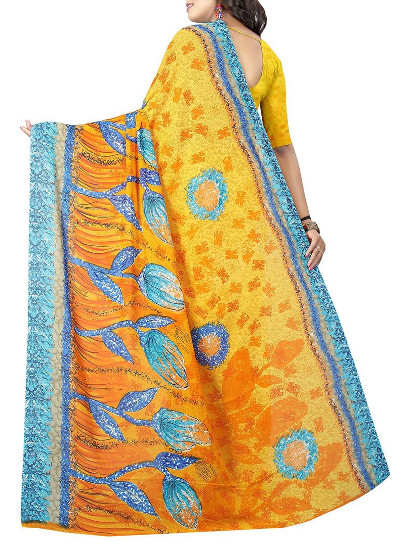 floral printed saree with blouse - 15726307 - Zoom Image - 2