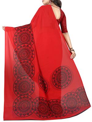 floral printed saree with blouse - 15726308 - Standard Image - 2