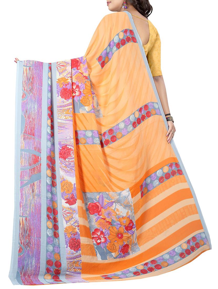 floral printed saree with blouse - 15726310 - Zoom Image - 2