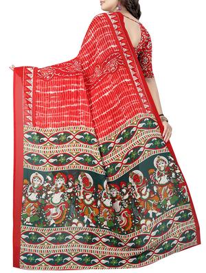 kalamkari pallu printed saree with blouse - 15726312 - Standard Image - 2