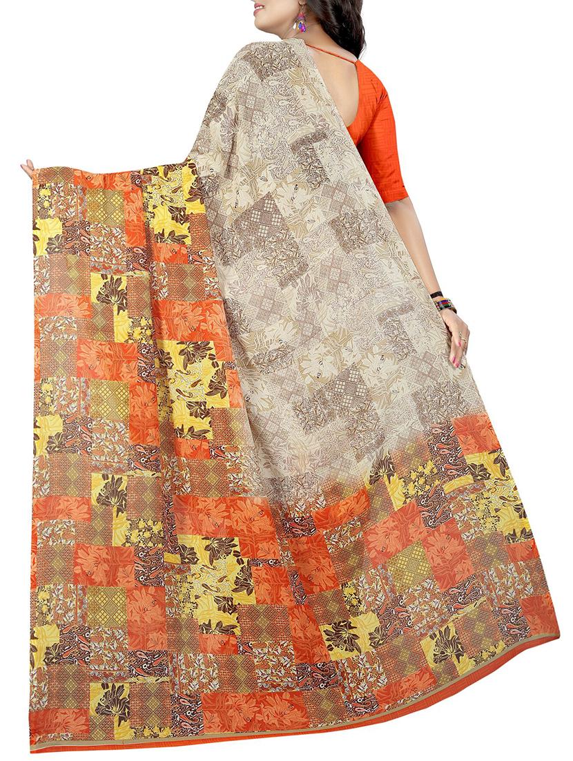 contrast border printed saree with blouse - 15726313 - Zoom Image - 2