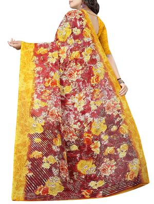 floral printed saree with blouse - 15726315 - Standard Image - 2