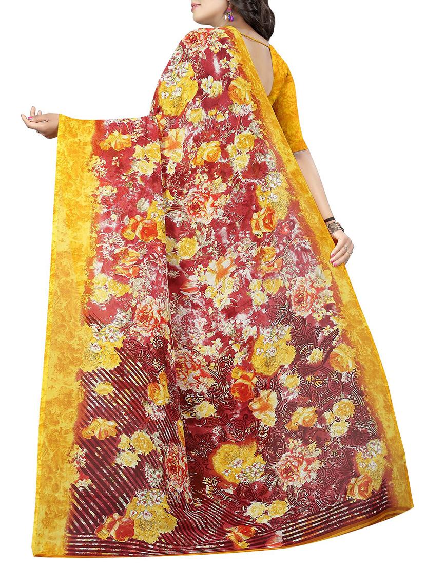 floral printed saree with blouse - 15726315 - Zoom Image - 2