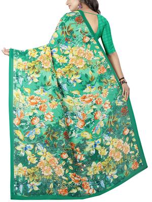 floral printed saree with blouse - 15726316 - Standard Image - 2