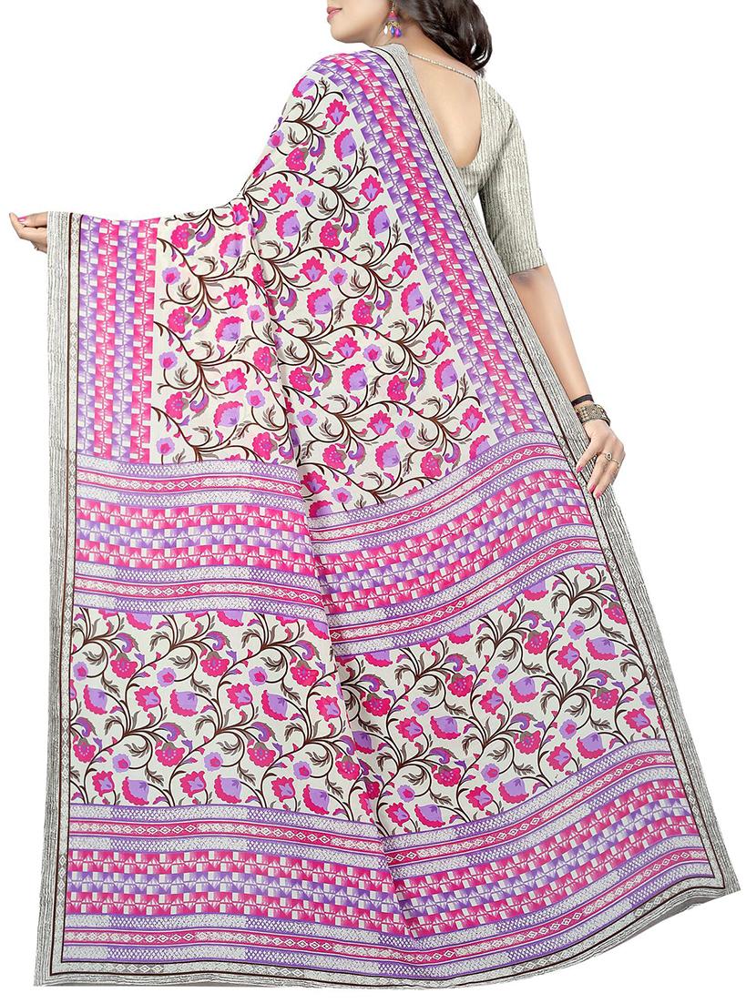 floral printed saree with blouse - 15726317 - Zoom Image - 2