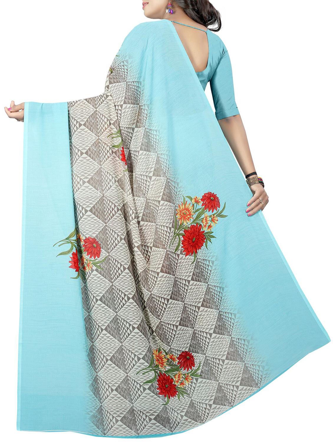 geometrical printed saree with blouse - 15726324 - Zoom Image - 2