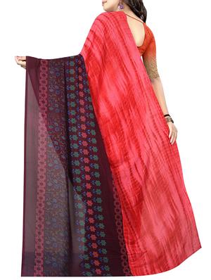 floral printed saree with blouse - 15726330 - Standard Image - 2