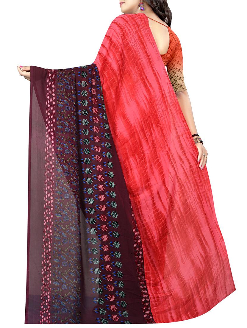 floral printed saree with blouse - 15726330 - Zoom Image - 2