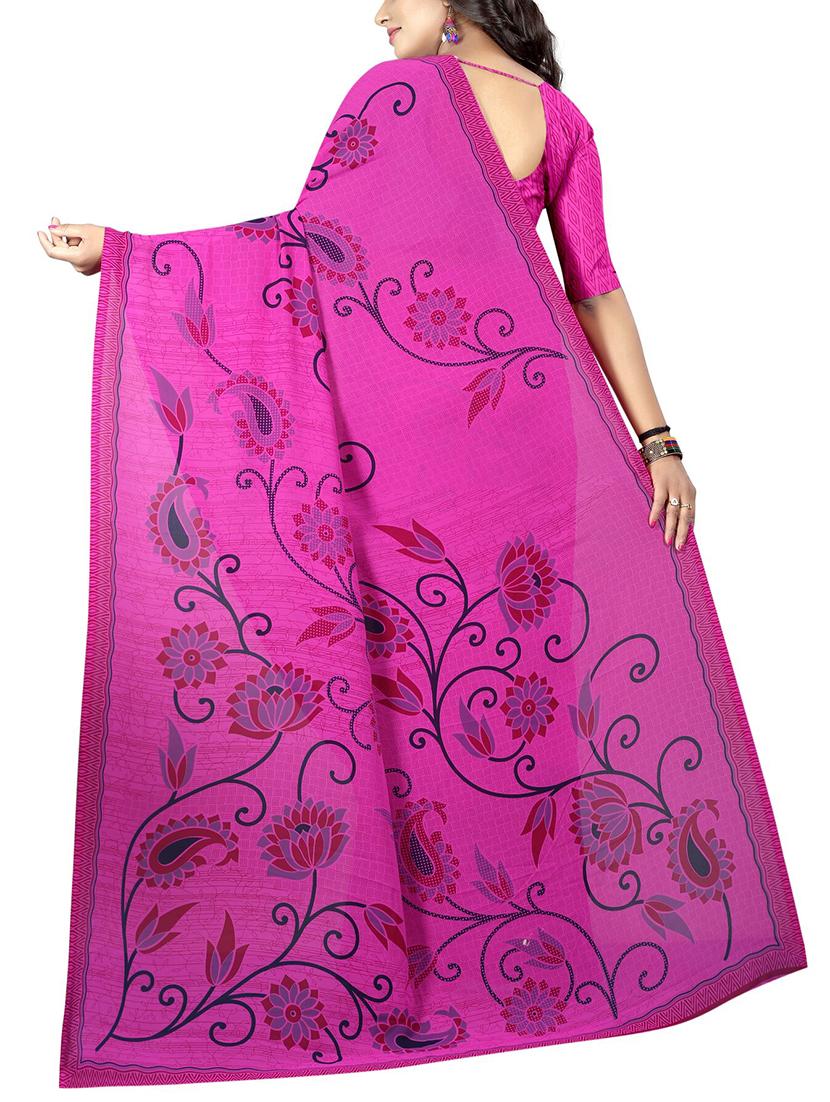 floral printed saree with blouse - 15726331 - Zoom Image - 2