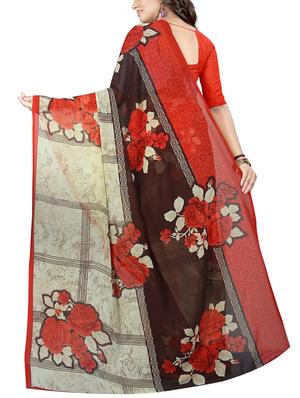 floral printed saree with blouse - 15726337 - Standard Image - 2
