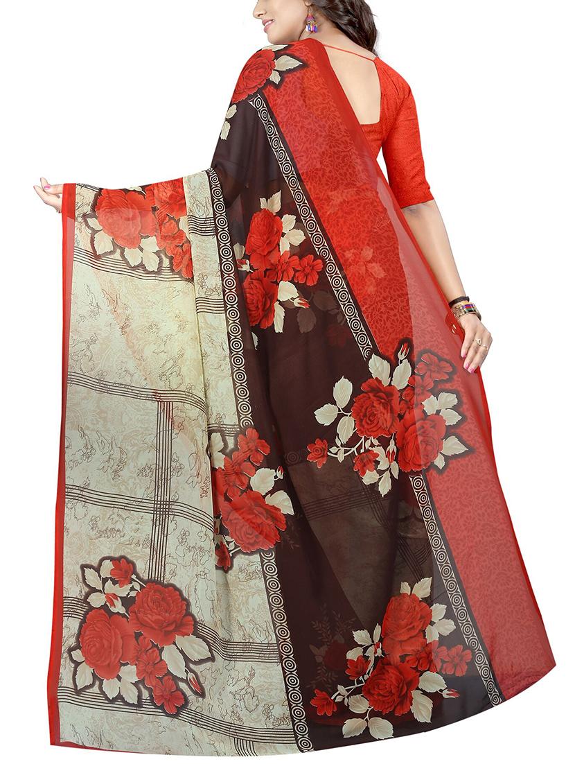 floral printed saree with blouse - 15726337 - Zoom Image - 2