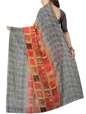 geometrical printed saree with blouse - 15726339 - Standard Image - 2