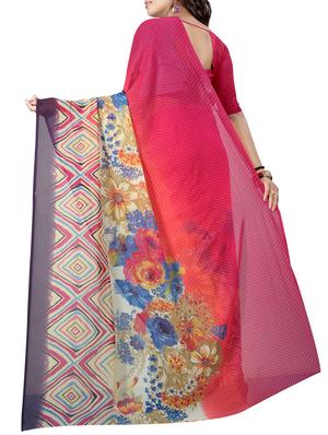 floral printed saree with blouse - 15726340 - Standard Image - 2