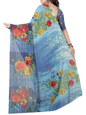 floral printed saree with blouse - 15726342 - Standard Image - 2