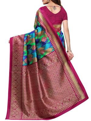 contrast border mysore silk saree with blouse - 15726350 - Standard Image - 2